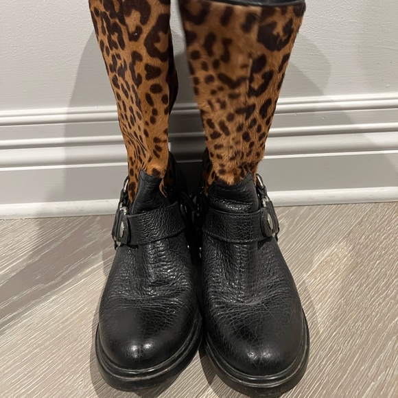 Miu Miu Leopard Motorcycle Biker Boots 38 1/2 - Picture 3 of 13